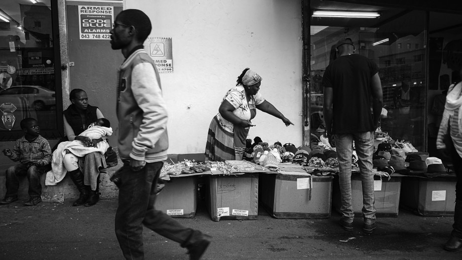 street vendors selling their wares in east london, eastern cape.